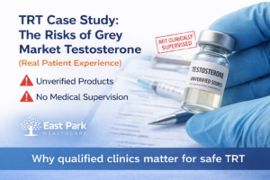 Risks of grey market testosterone TRT case study UK East Park Healthcare